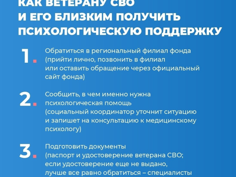 Психологическая помощь ветеранам СВО и их семьям от фонда «Защитники Отечества».